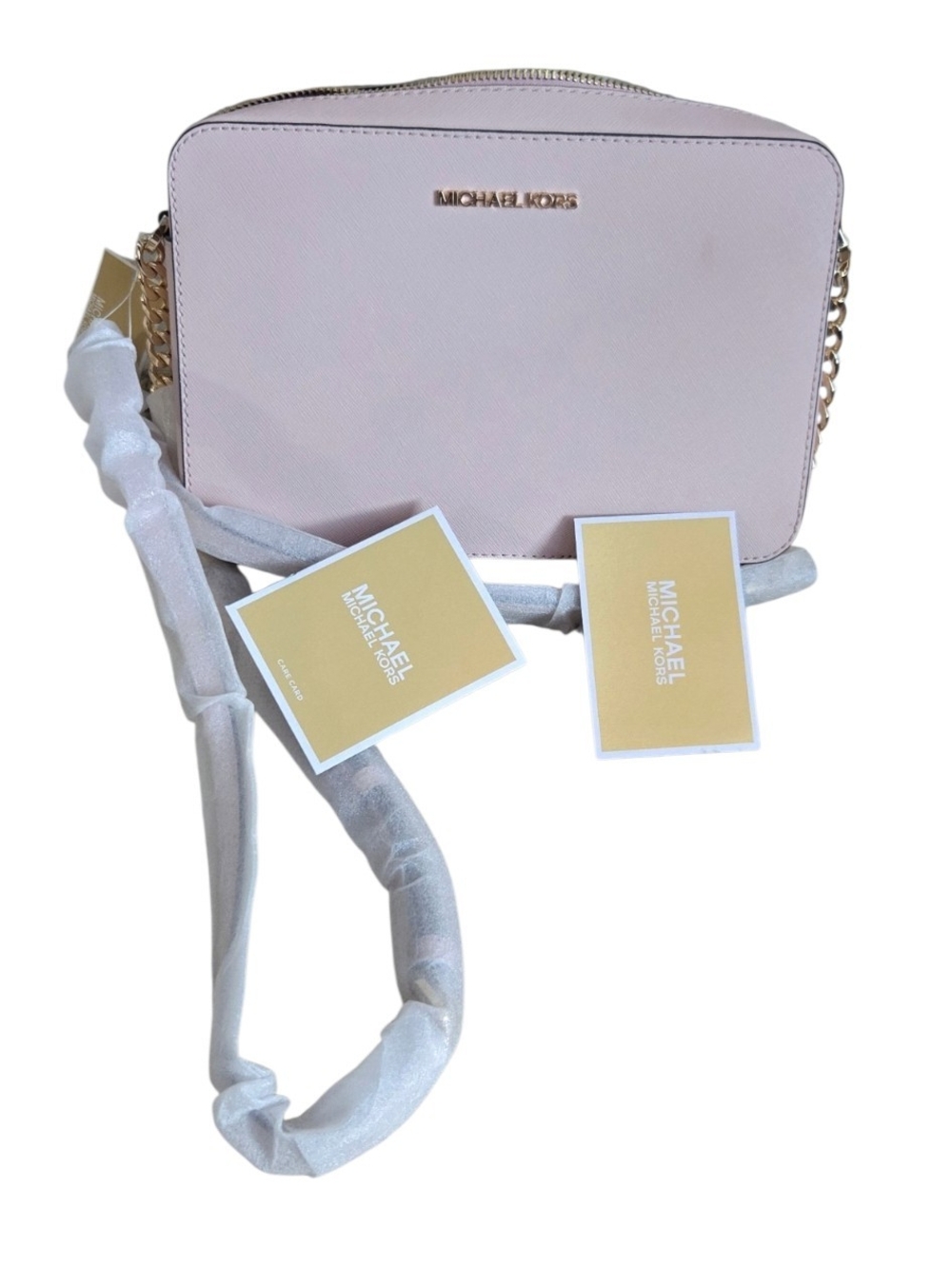 NWT Michael Kors Jet Set EW Crossbody Powder Blush Leather Bag
